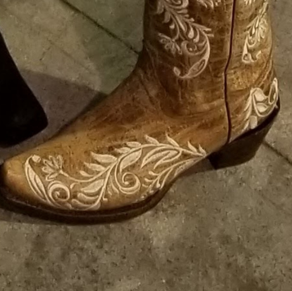 Corral Western Cowgirl Boots Embroidered Tan Brown Leather - Picture 10 of 11